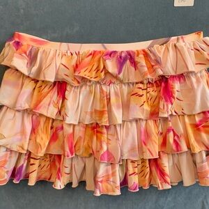 URBAN OUTFITTERS Floral Ruffle Skirt - Pink and Orange NWT Size M